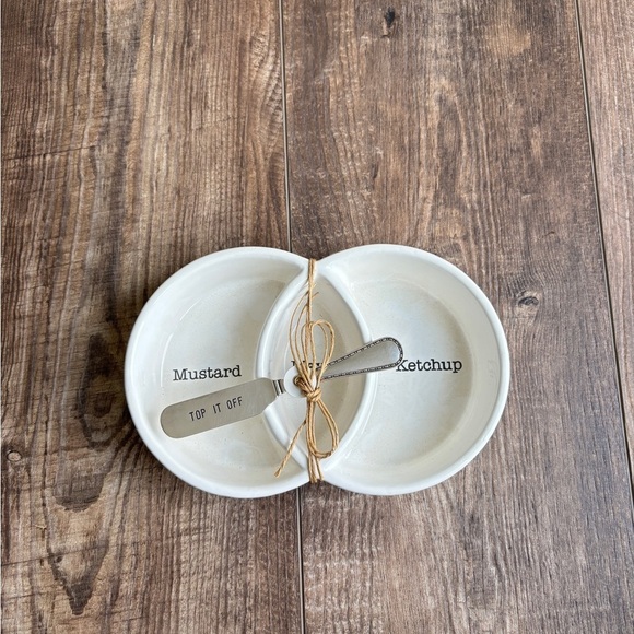 NEW Mud Pie Top if Off Condiment Serving Set Ceramic Mustard/Mayo/Ketchup - Picture 1 of 4